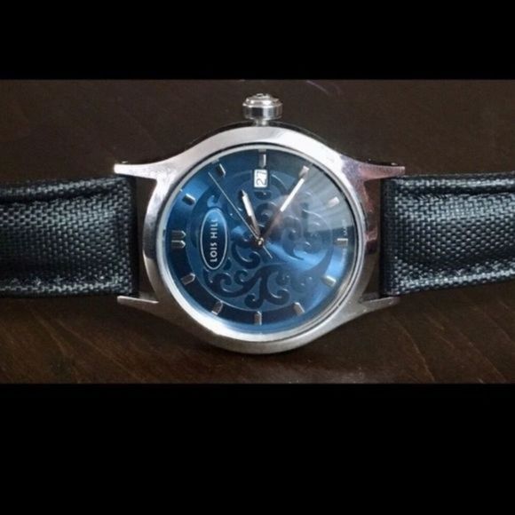 LOIS HILL Swiss Blue Round Face Watch with Black Leather Replacement Band - Picture 14 of 16